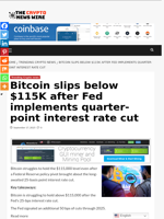 Bitcoin slips below $115K after Fed implements quarter-point interest rate cut - The Crypto News Wire