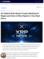 As Federal Rule Opens Crypto Banking for Ripple and Here Is Why Pepeto Is Your Best Move