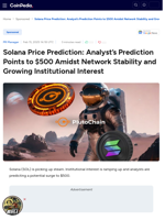 Solana Price Prediction: Analyst’s Prediction Points to $500 Amidst Network Stability and Growing Institutional Interest