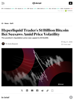 Hyperliquid Trader's $1 Billion Bitcoin Bet Seesaws Amid Price Volatility - Decrypt
