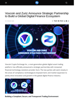 Voxcoin and Zuriz Announce Strategic Partnership to Build a Global Digital Finance Ecosystem - Visionary Financial