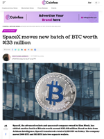 SpaceX moves new batch of BTC worth $133 million - Coinfea