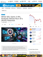 While SOL Gains 3.9%, Analysts Advise Ruvi AI’s (RUVI) Potential