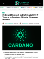 Midnight Network to Distribute NIGHT Tokens to Cardano Users