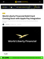 World Liberty Financial Debit Card Coming Soon with Apple Pay Integration - CoinCentral