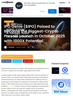 IPO Genie ($IPO) Poised to Become the Biggest-Crypto Presale Launch in October 2025 with 1000X Potential.  | Live Bitcoin News