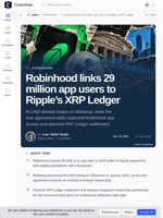 Robinhood links 29 million app users to Ripple's XRP Ledger