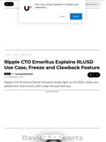 Ripple CTO Emeritus Explains RLUSD Use Case, Freeze and Clawback Feature - U.Today