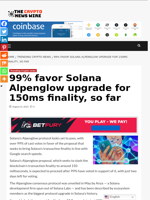 99% favor Solana Alpenglow upgrade for 150ms finality, so far - The Crypto News Wire