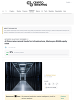 AI firms raise record funds for infrastructure, Meta eyes $98B equity raise