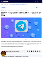 $500M Telegram Bond Fund Set to Launch on TON