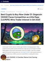 Best Crypto to Buy Now Under $1: Dogecoin (DOGE) Faces Competition as Little Pepe (LILPEPE) Wins Trader Interest in Q4 2025