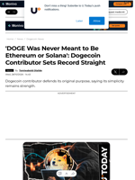 'DOGE Was Never Meant to Be Ethereum or Solana': Dogecoin Contributor Sets Record Straight - U.Today