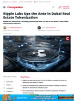 Ripple Labs Ups the Ante in Dubai Real Estate Tokenization - Coinspeaker