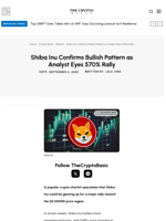 Shiba Inu Confirms Bullish Pattern as Analyst Eyes 570% Rally