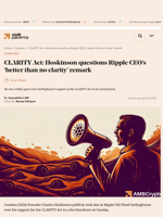 CLARITY Act: Hoskinson questions Ripple CEO's 'better than no clarity’ remark - AMBCrypto