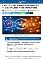 Celestia Prepares Upgrade to for Cross-Chain Transactions