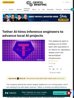 Tether AI hires inference engineers to advance local AI projects