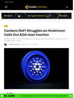 Cardano DeFi Struggles as Hoskinson Calls Out ADA User Inaction - CoinCentral