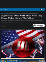 COIN, MSTR Stock Prices Drop 6% and 7% Pre Market