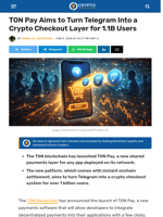 TON Pay to Turn Telegram Into Crypto Checkout for 1.1B Users