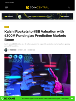 Kalshi Rockets to $5B Valuation with $300M Funding as Prediction Markets Boom - CoinCentral