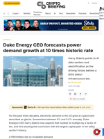 Duke Energy CEO forecasts power demand growth at 10 times historic rate