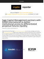 Sage Capital Management partners with EDXM International to deliver institutional access to differentiated perpetual futures liquidity