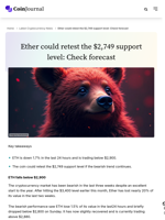 Ether could retest the $2,749 support level: Check forecast