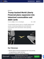 Trump-backed World Liberty Financial plans expansion into tokenized commodities and debit cards