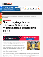 Gold buying boom mirrors Bitcoin’s momentum: Deutsche Bank - The Crypto News Wire