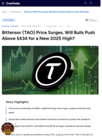 Bittensor (TAO) Price Surges, Will Bulls Push Above $434 for a New 2025 High?