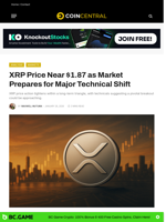 XRP Price Near $1.87 as Market Prepares for Major Technical Shift - CoinCentral