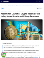 Kazakhstan Launches Crypto Reserve Fund Using Seized Assets and Mining Revenues