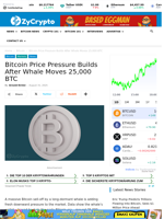 Bitcoin Price Pressure Builds After Whale Moves 25,000 BTC ⋆ ZyCrypto