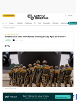 Traders raise odds of US forces entering Iran by April 30 to 86.5%