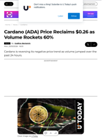 Cardano (ADA) Price Reclaims $0.26 as Volume Rockets 60% - U.Today
