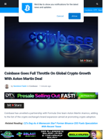 Coinbase Emerges Crypto Sponsor Of Aston Martin Aramco F1 Team - Details