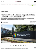 Microsoft Stock Dips on Report of Data Center Lease Cancellations - Decrypt