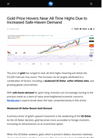 Gold Price Hovers Near All-Time Highs Due to Increased Safe-Haven Demand - Visionary Financial