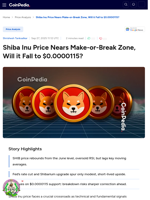 Shiba Inu Price Nears Make-or-Break Zone, Will it Fall to $0.0000115?