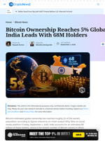 Bitcoin Ownership Hits 5% Globally as India Leads Holders
