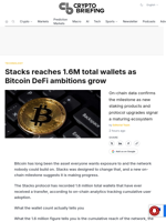 Stacks reaches 1.6M total wallets as Bitcoin DeFi ambitions grow
