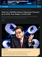 Tom Lee's BitMine Boosts Ethereum Treasury by $1.87B