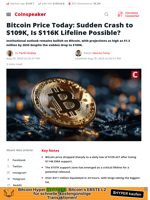 Bitcoin Crashes to $109K, Rebound to $116K?