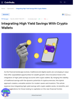 Integrating High Yield Savings With Crypto Wallets
