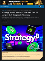 Strategy Moves Past NVIDIA Into Top 10 Largest U.S. Corporate Treasury