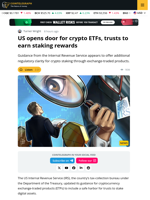 US IRS, Treasury Update Guidance for Crypto ETPs