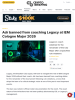 Adr banned from coaching Legacy at IEM Cologne Major 2026
