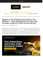 Ripple at $2.87 Shows ICO Gains You Missed — But BlockchainFX Is the Top Presale Crypto of 2025 at Just $0.025